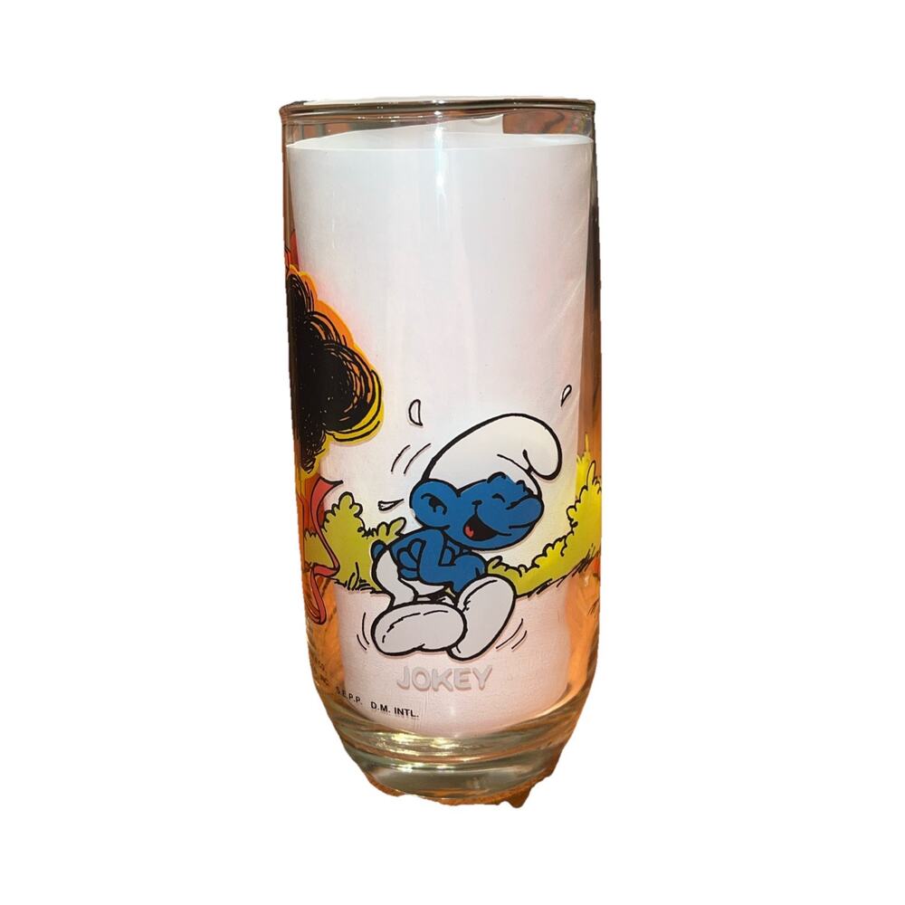 Vintage Peyo, 1982, Wallace Berrie & Co., SMURF Drinking Glass, JOKEY